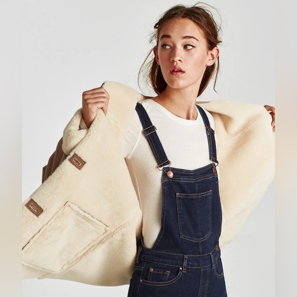 Zara Penny Lane Tan Faux Leather Shearling Coat - Picture 15 of 15